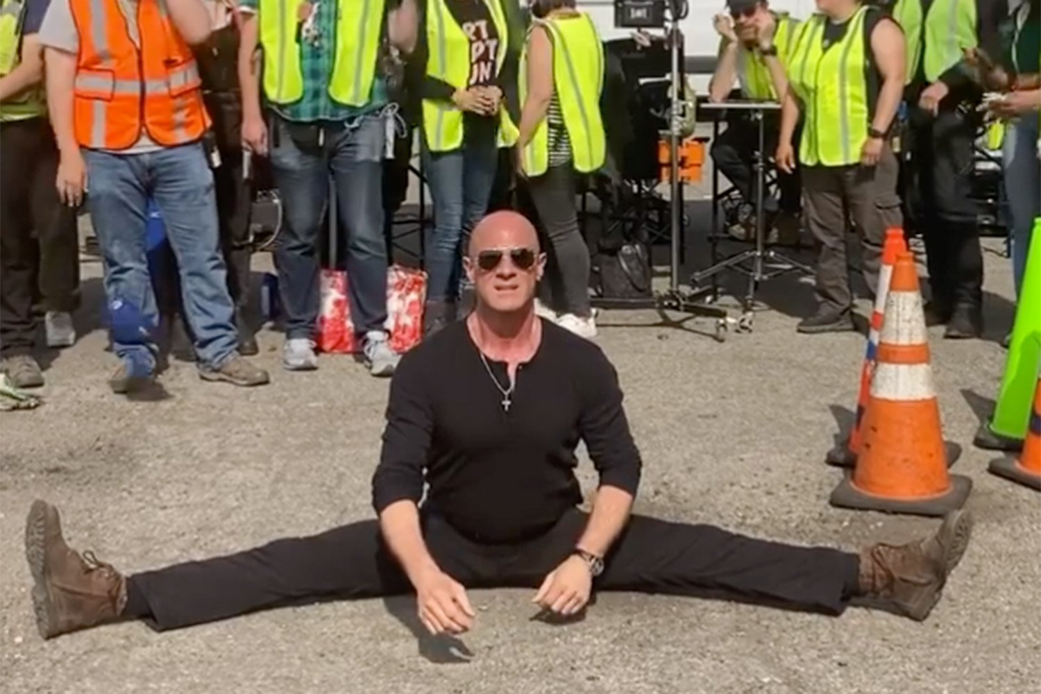 Christopher Meloni Practices His Splits for Law & Order: Organized Crime Crew in Funny Video