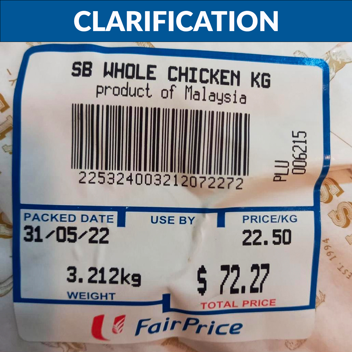 NTUC FairPrice Responds to Image of a Pack of Chicken That Costs $72.27