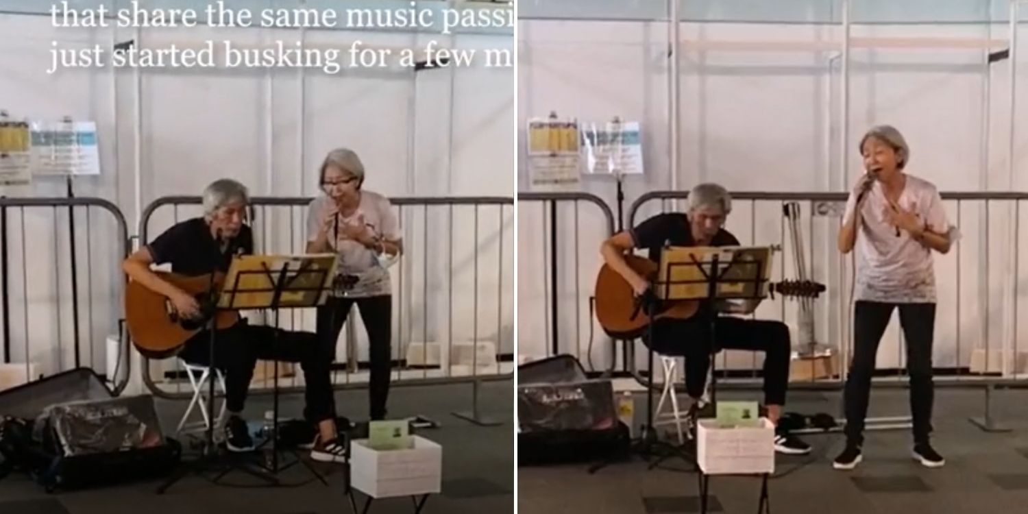 Elderly neighbours serenade crowd at Hougang mall, passionate performance wins Everyone’s hearts
