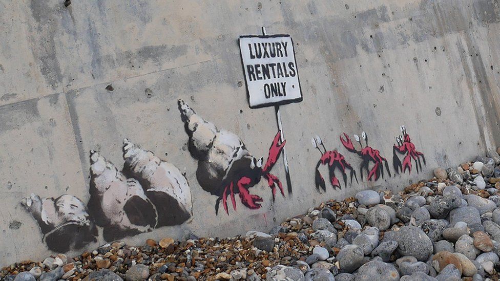 Banksy hermit crabs mural in Cromer defaced by graffiti