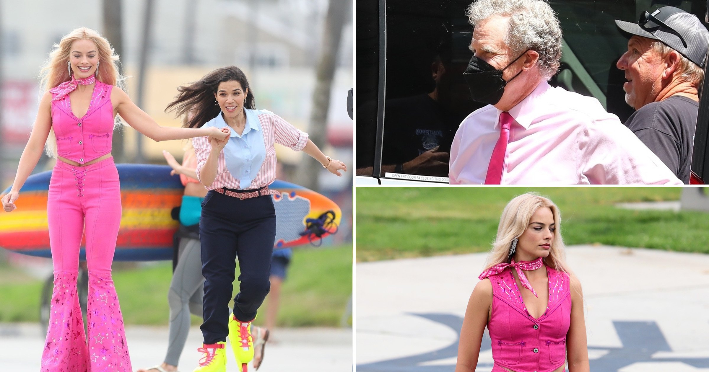 Margot Robbie snapped rollerblading on Barbie set as first glimpse of Will Ferrell’s character revealed