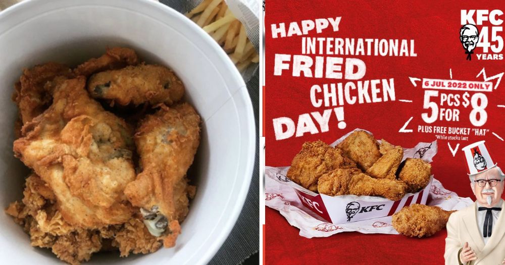 KFC S'pore offering 5 pieces of fried chicken for S$8 on July 6, 2022