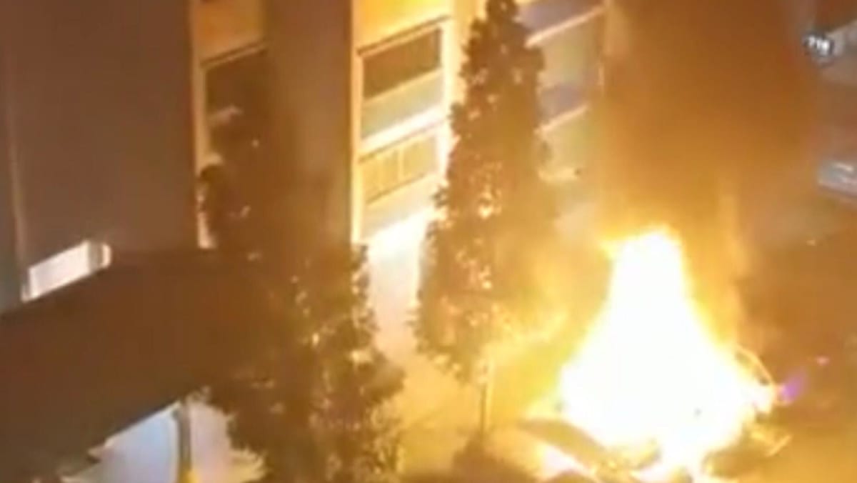 Man taken to hospital for burn injuries after blaze in Bukit Panjang car park; 4 vehicles damaged