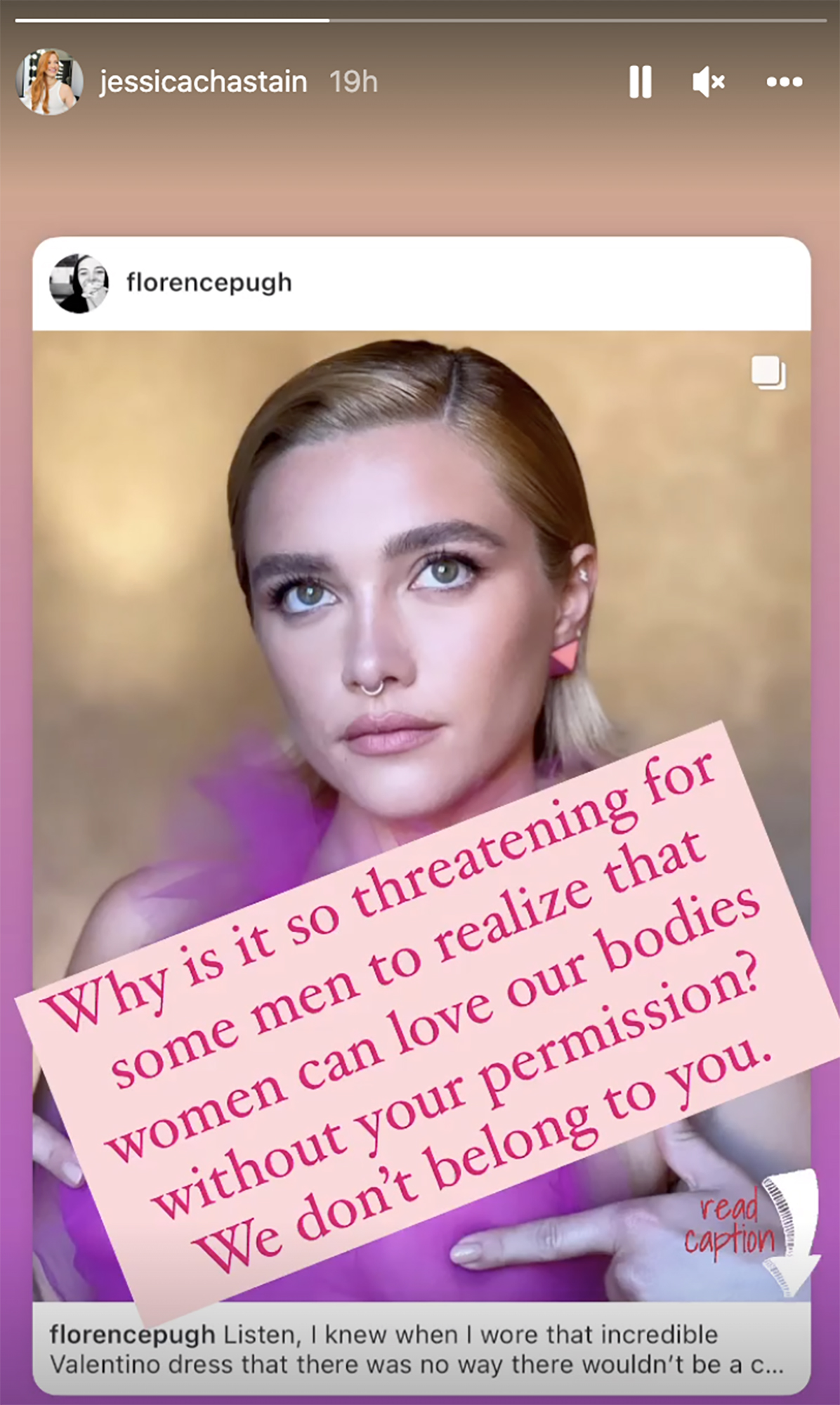 Jessica Chastain Defends Florence Pugh's Nipple-Baring Gown After Star Speaks Out About Body Shaming