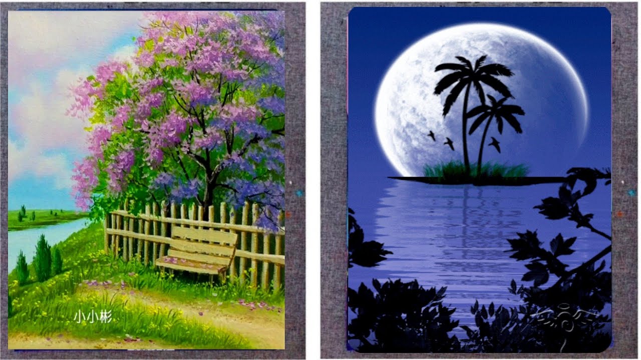 7 Easy Scenery Canvas Painting Ideas for Beginners | Easy Painting Ideas