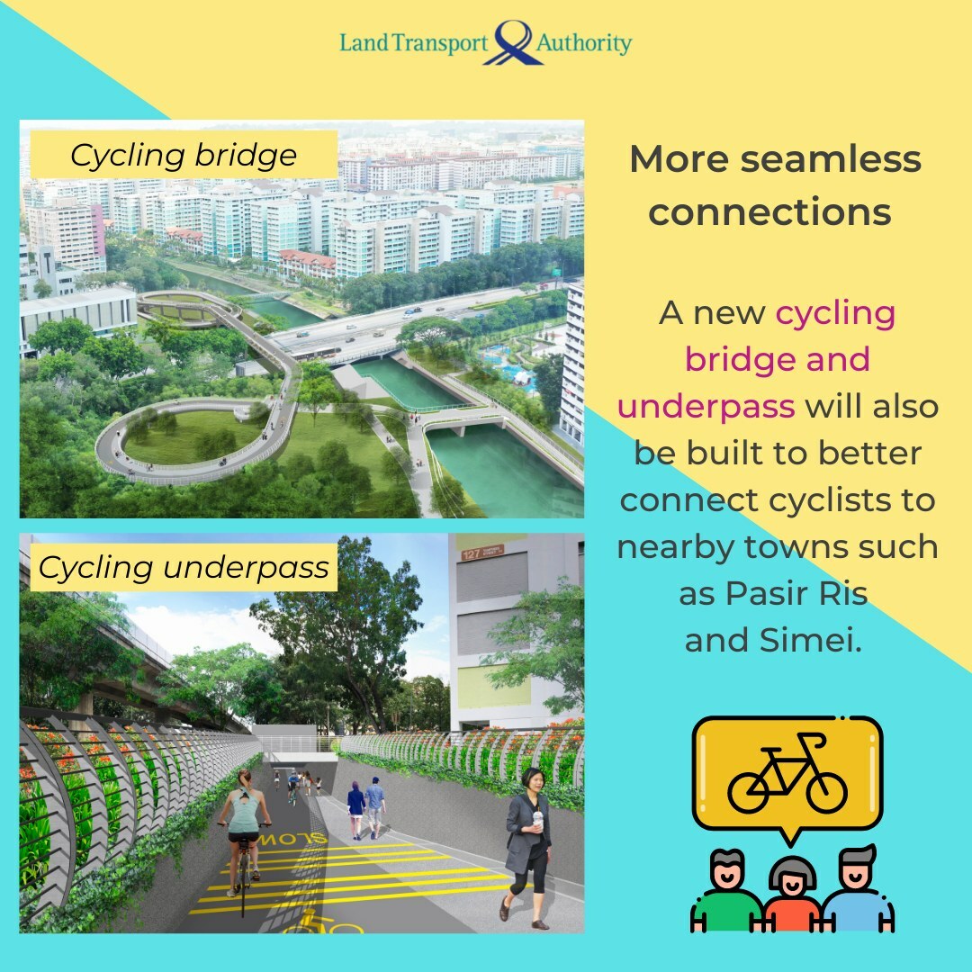 Tampines to have additional 13km cycling paths and cycling overhead bridge to Pasir Ris by 2026