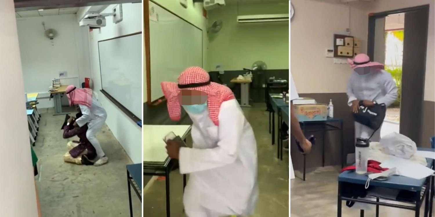 Yishun innova jc student in middle eastern costume enacts terrorist gimmicks on racial harmony day