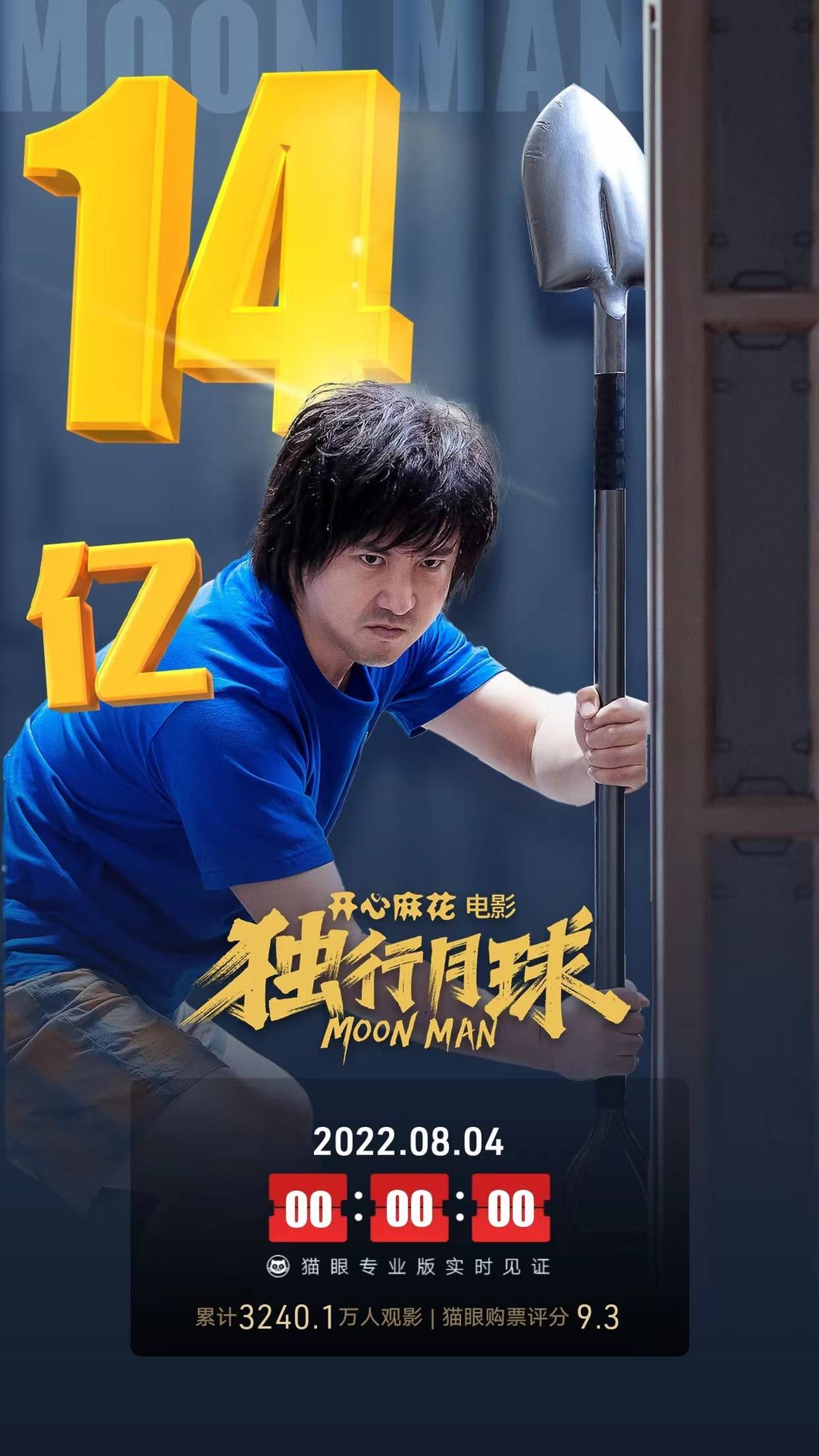 沈腾马丽主演《独行月球》上映7天累计票房破14亿 超《奇迹》跃居年榜第四名