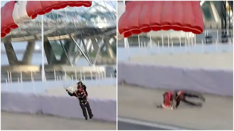 Singapore Red Lions parachutist crash lands during National Day Parade ...