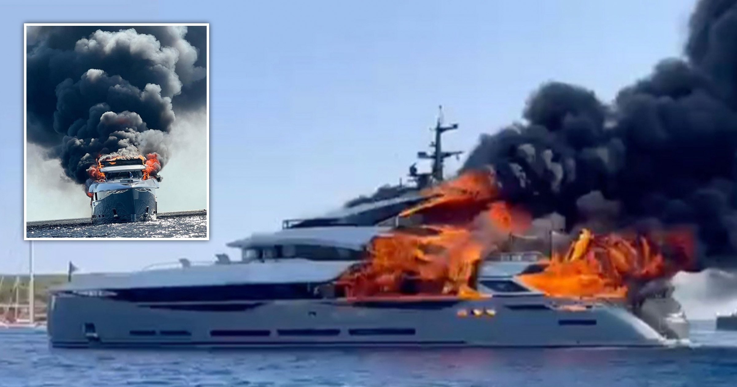 Superyacht worth £20,000,000 goes up in flames a month after being delivered