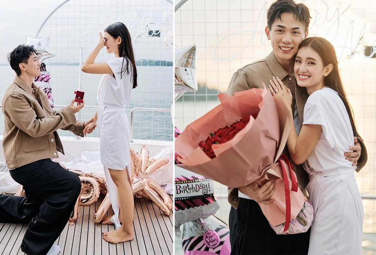 Singapore actors Hong Ling and Nick Teo got engaged on yacht