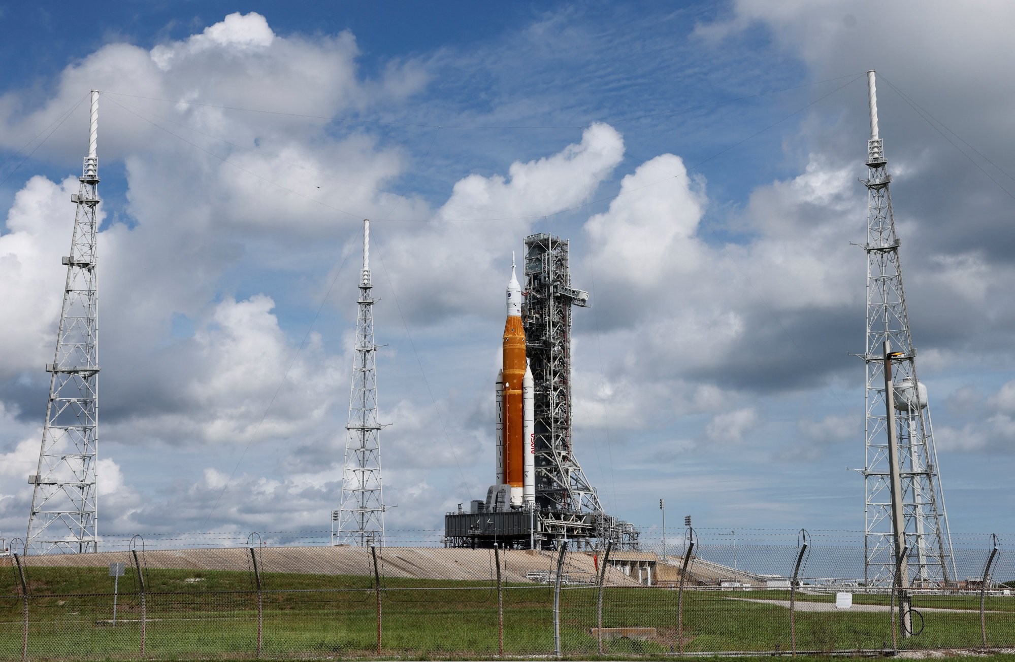 Nasa moon rocket on track for launch despite lightning strikes