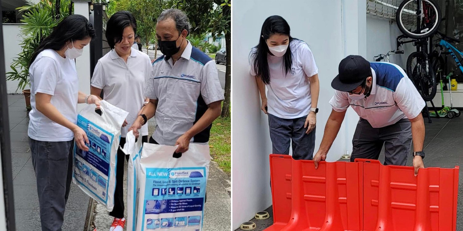 PUB distributes flood bags & barriers to Clementi residents as precautionary measure after landslide