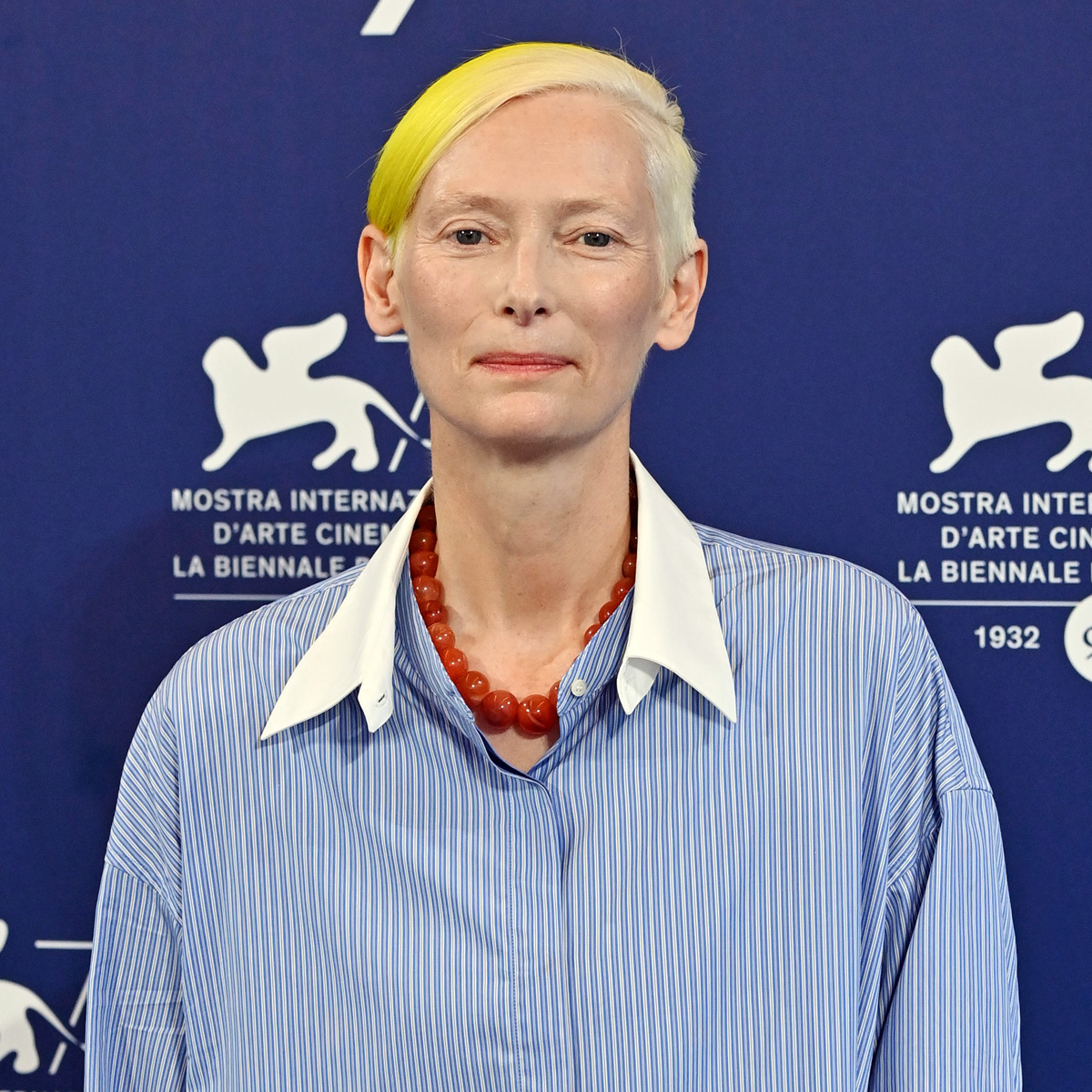 Tilda Swinton Unveils Yellow Hair at 2022 Venice Film Festival in Honor of Ukraine