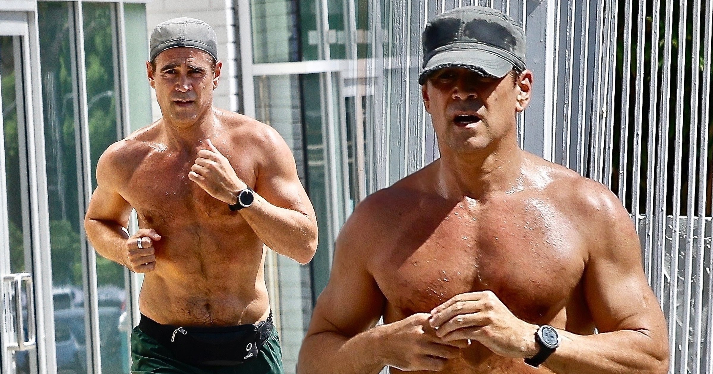 Colin Farrell goes shirtless in the sunshine for run after triumphing at Venice Film Festival