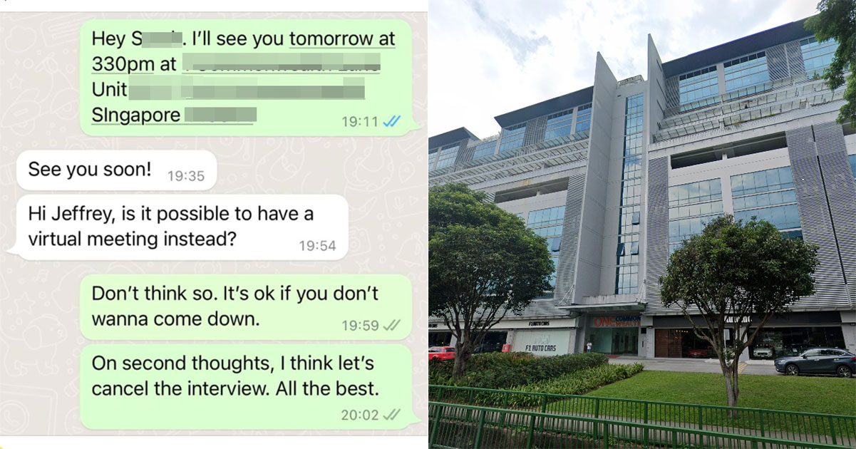 S'pore boss cancels internship job interview due to applicant's request for virtual meeting