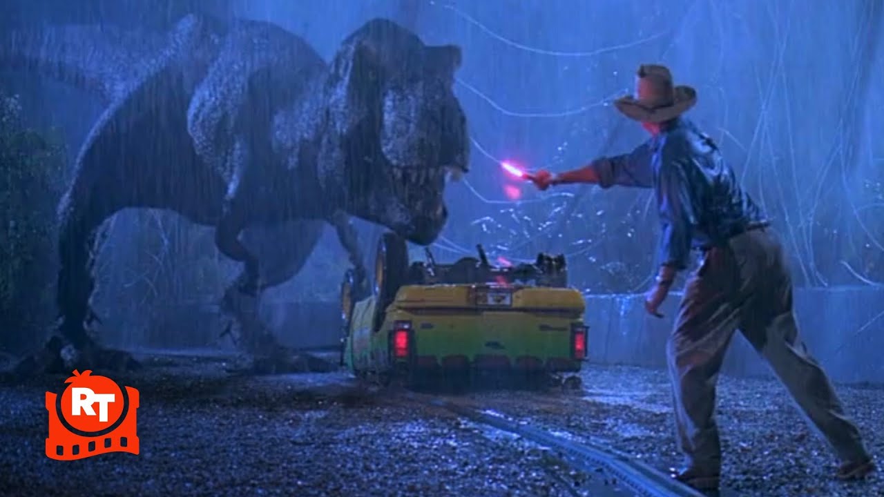 Jurassic Park 1993 Tyrannosaurus Rex Attack Scene Movieclips Nestia 