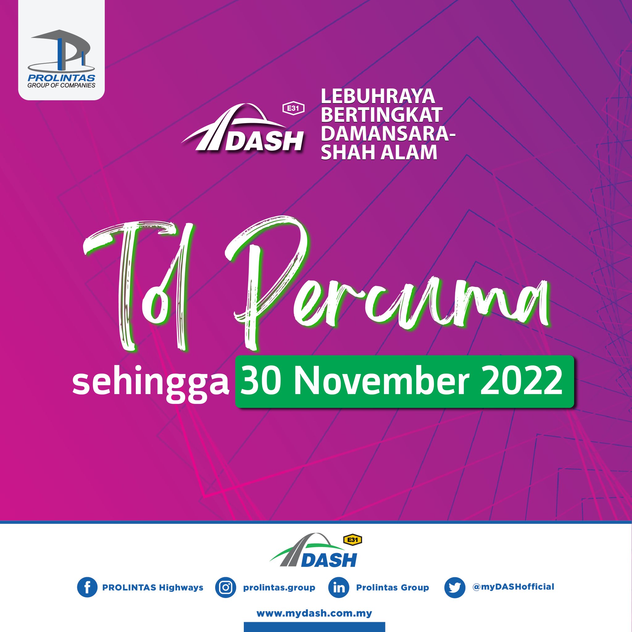 免费过Tol至11月30日！DASH Highway明天通车⚡「Damansara⇌Shah Alam」多达13个交接路口！