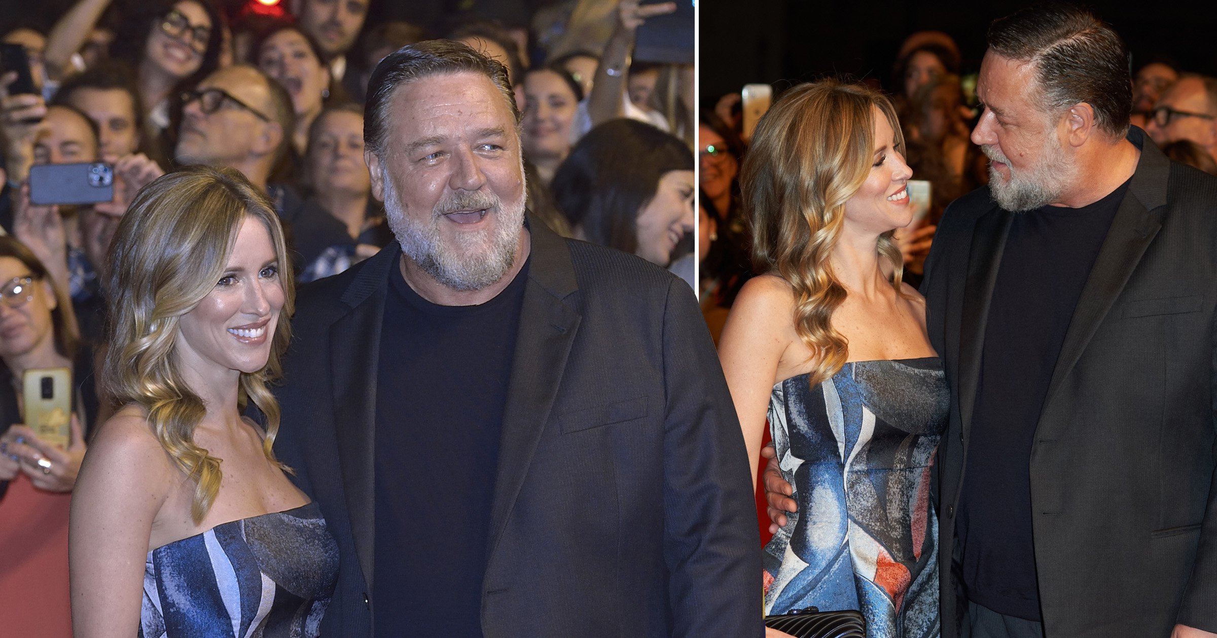 Russell Crowe, 58, finally makes red carpet debut with girlfriend Britney Theriot, 31, in Rome