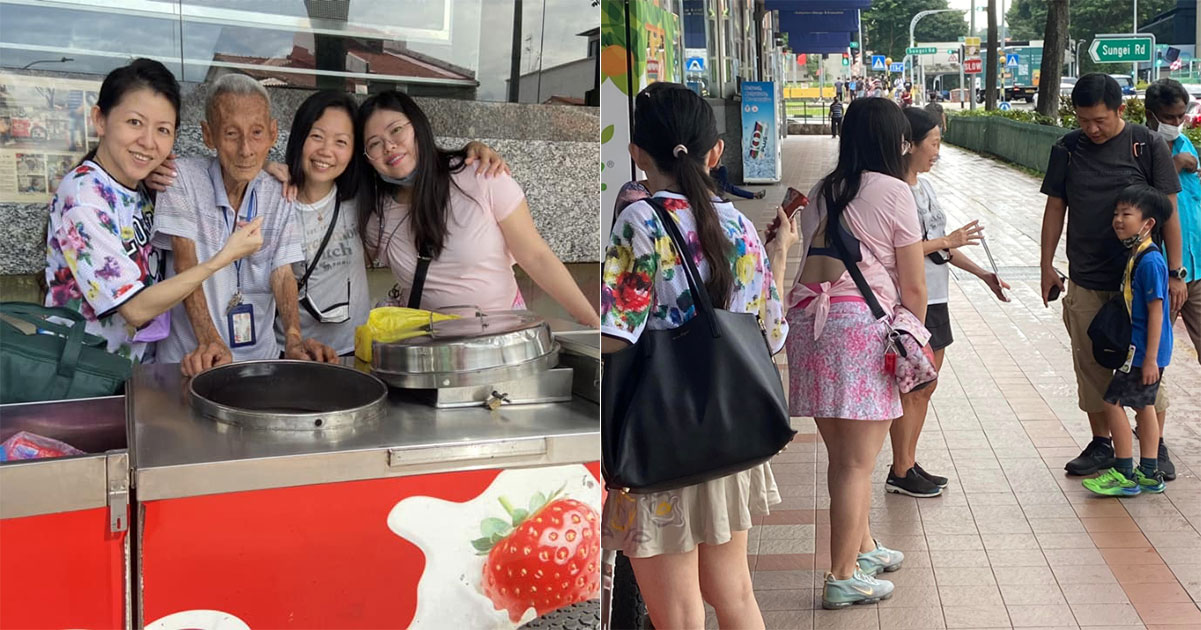 Group of friends help Sim Lim Tower ice cream uncle sell out ice cream