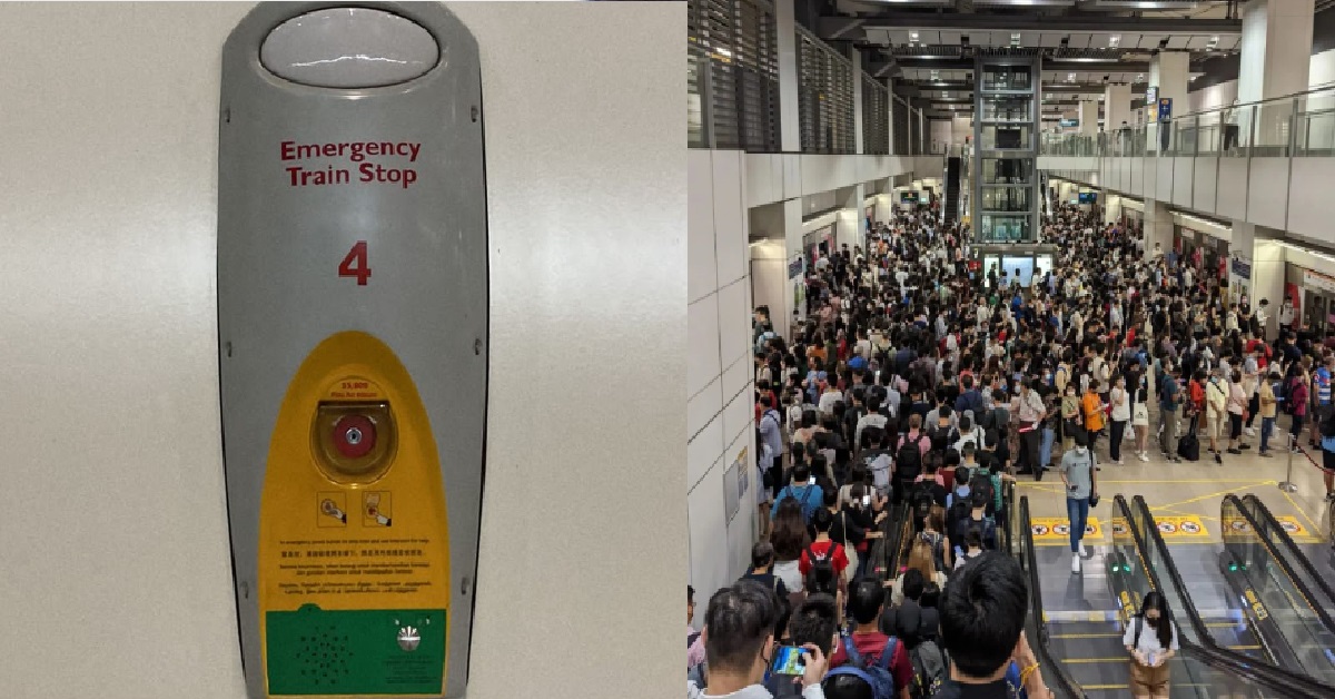 Overcrowding at Serangoon MRT after emergency stop plunger was pulled