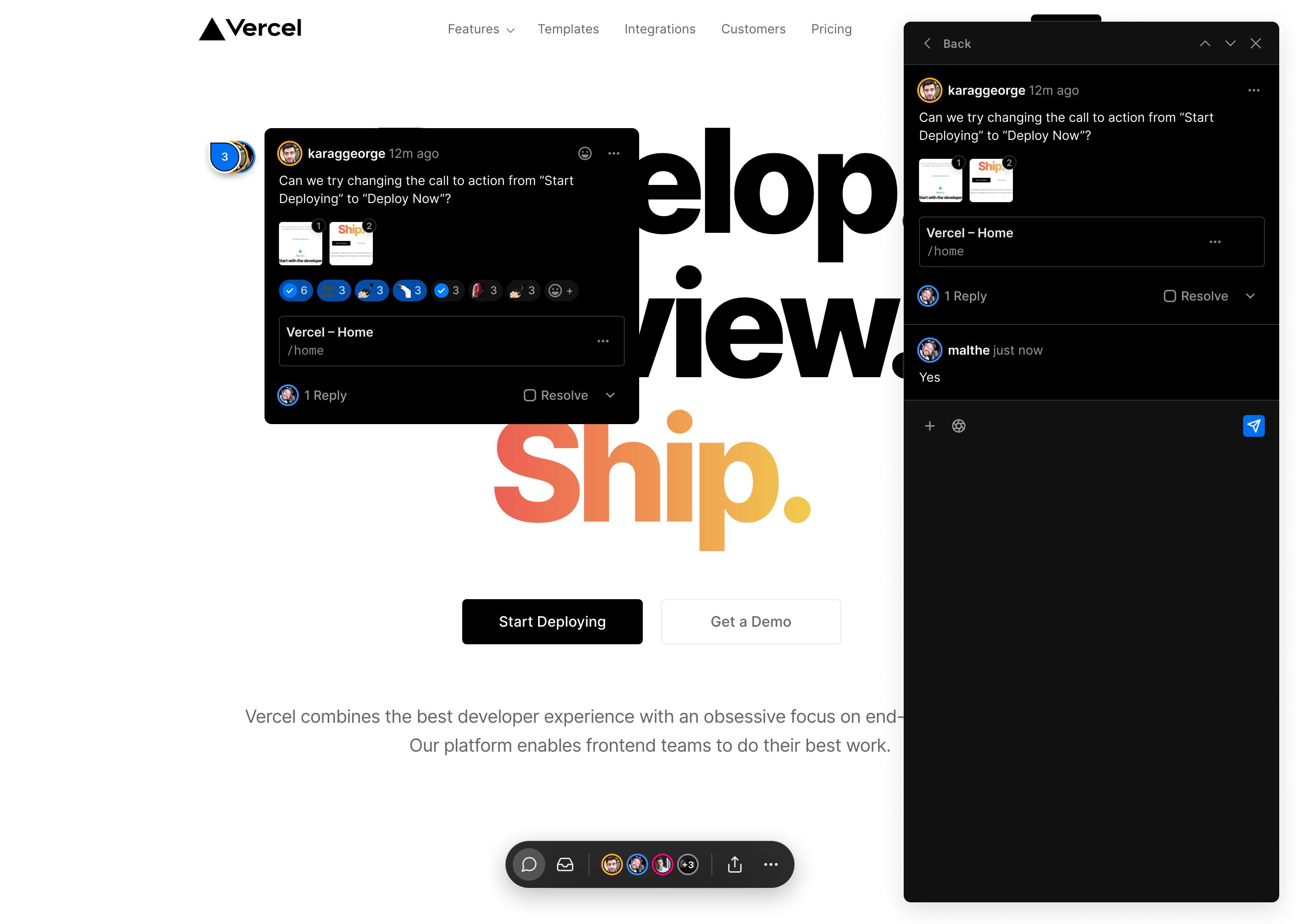 Vercel makes it easier to collaborate on preview deployments