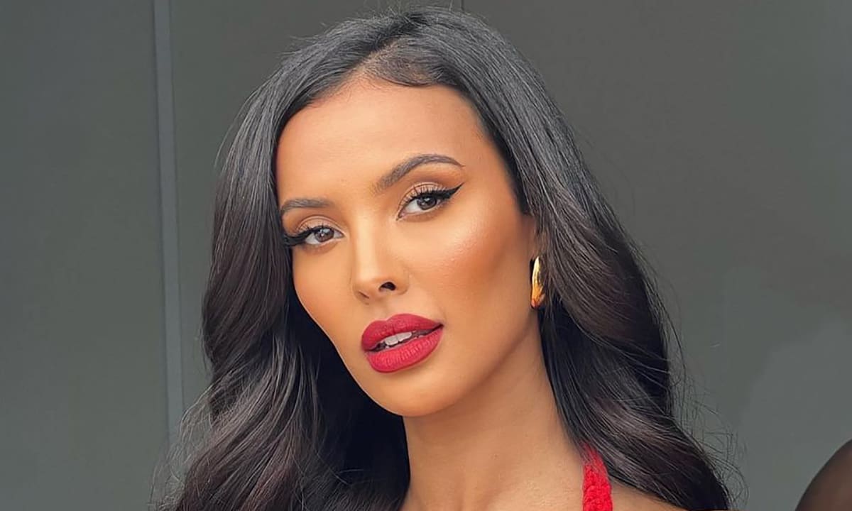 Maya Jama is the real Love Island bombshell in crimson crochet co-ord