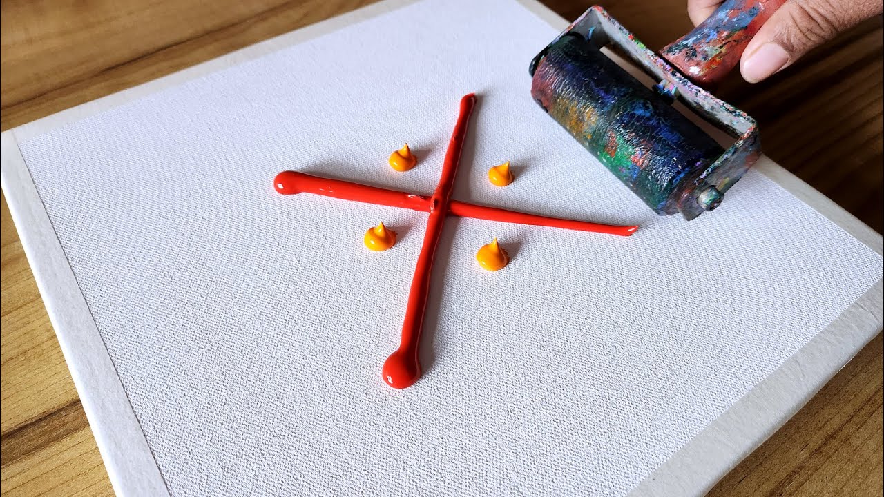 Painting a Textured Abstract / Acrylic Painting Technique With Rubber Roller / Daily Art 2023/Day#19