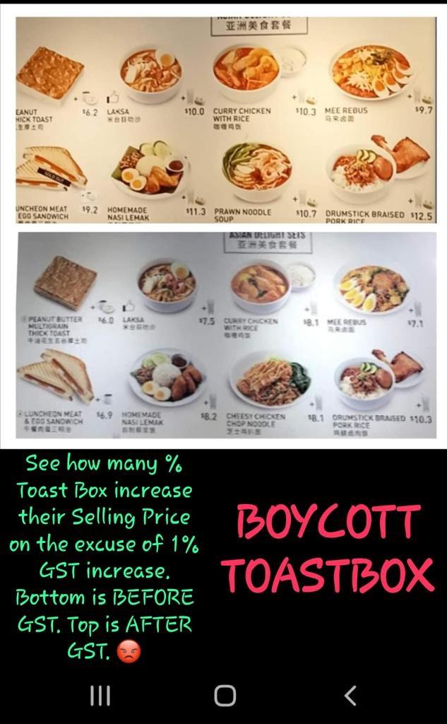 Photo of Toast Box’s 30% price increase after GST hike goes viral