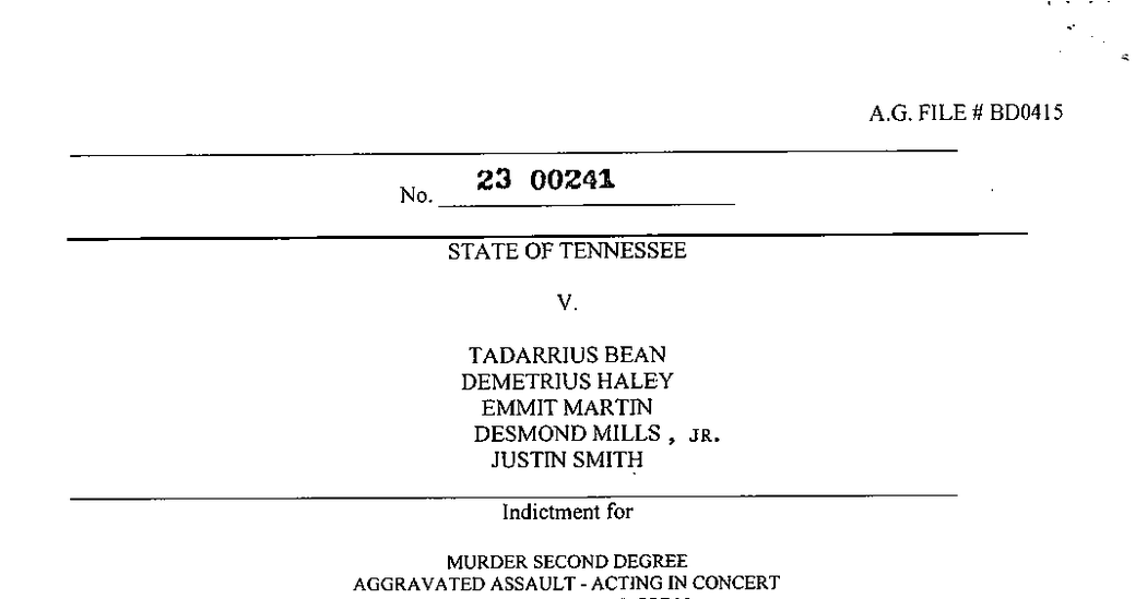 Read the Indictments Filed Against 5 Memphis Police Officers