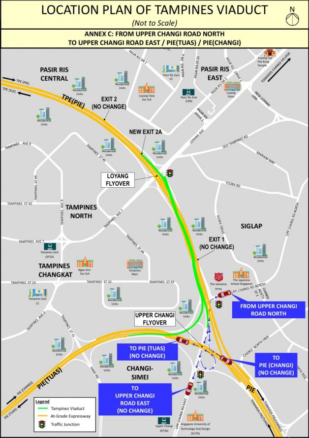 Tampines Viaduct offering direct link to PIE (Tuas) and Upper Changi Rd East opening on Feb 19