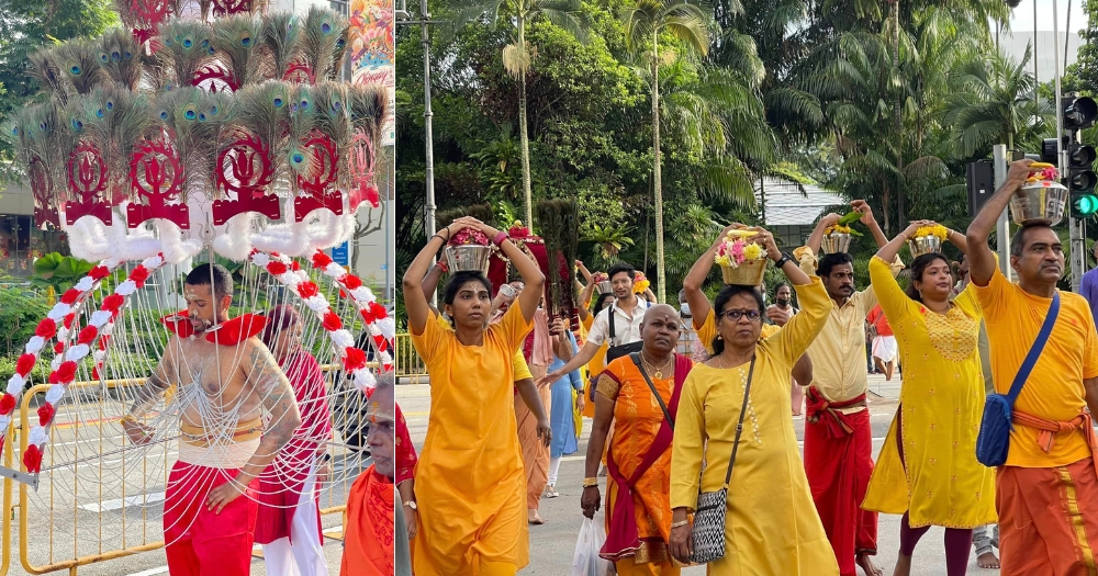 1st physical Thaipusam foot procession in 3 years, S'pore devotees gather in droves despite rain