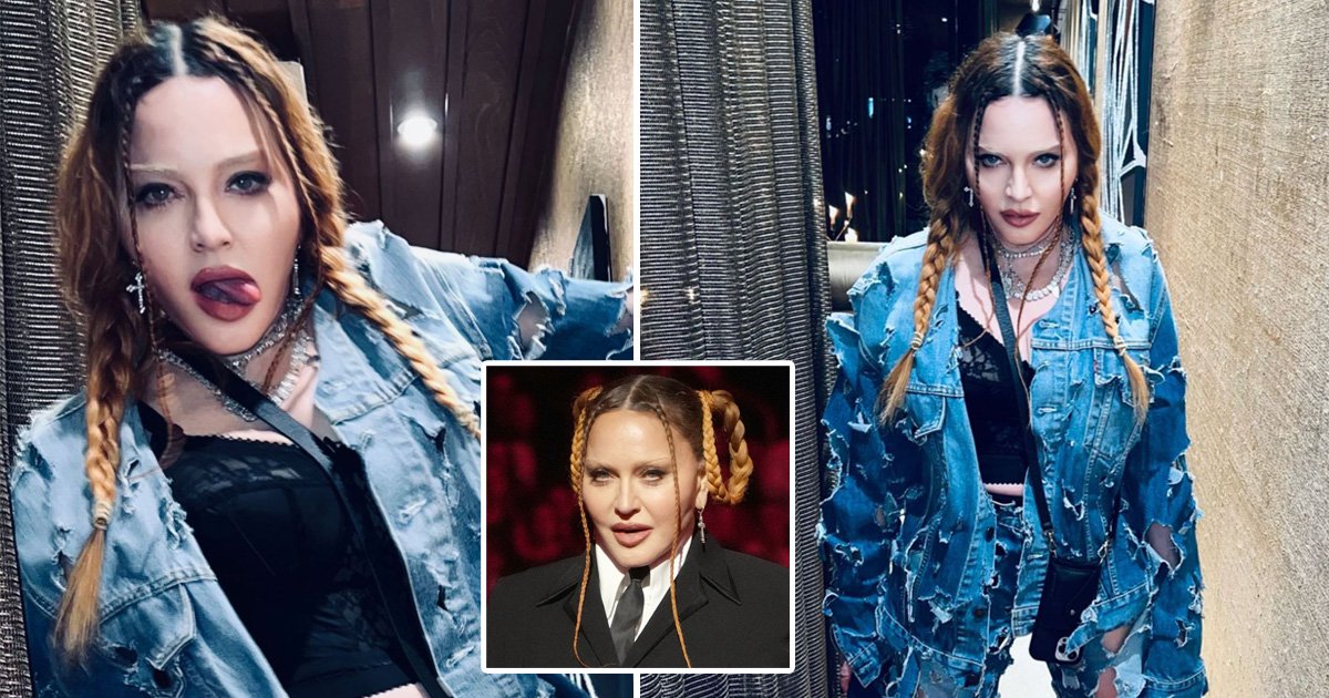 Madonna is our feisty denim queen in full body shredded look after firing back at haters over her Grammys appearance