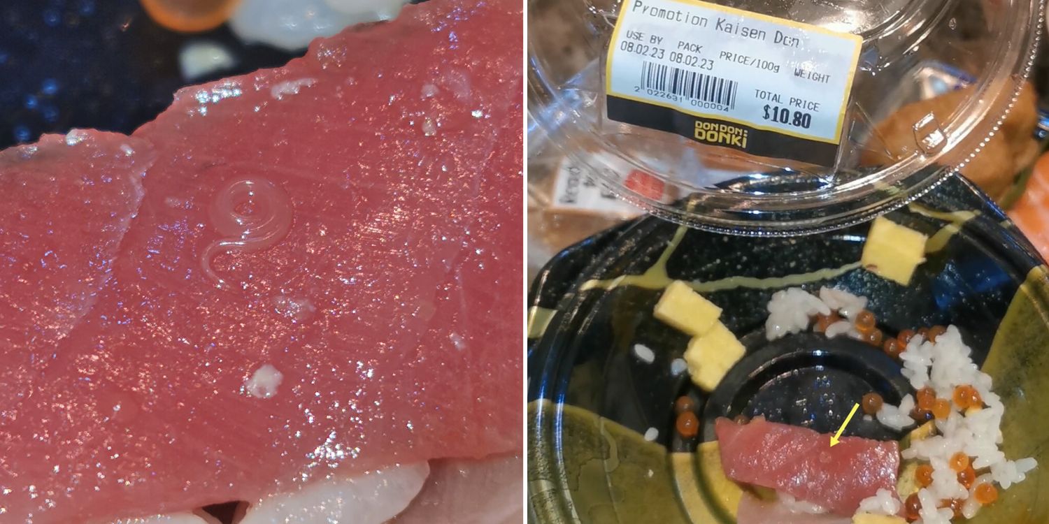 Woman finds parasitic worm on don don donki sashimi, sfa warns that raw fish is high-risk food