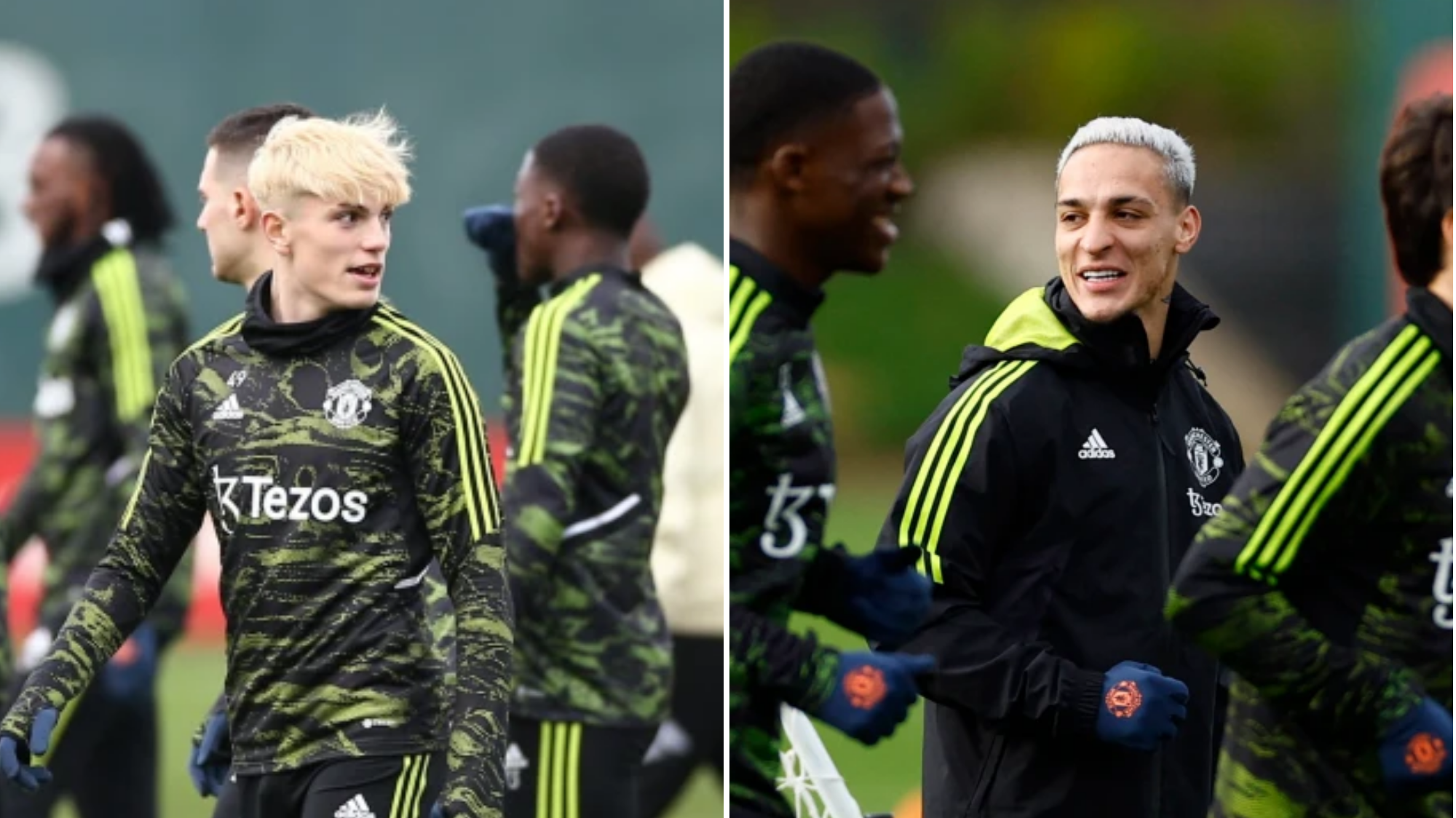 Antony trolls Alejandro Garnacho over his new blonde haircut in Man Utd training