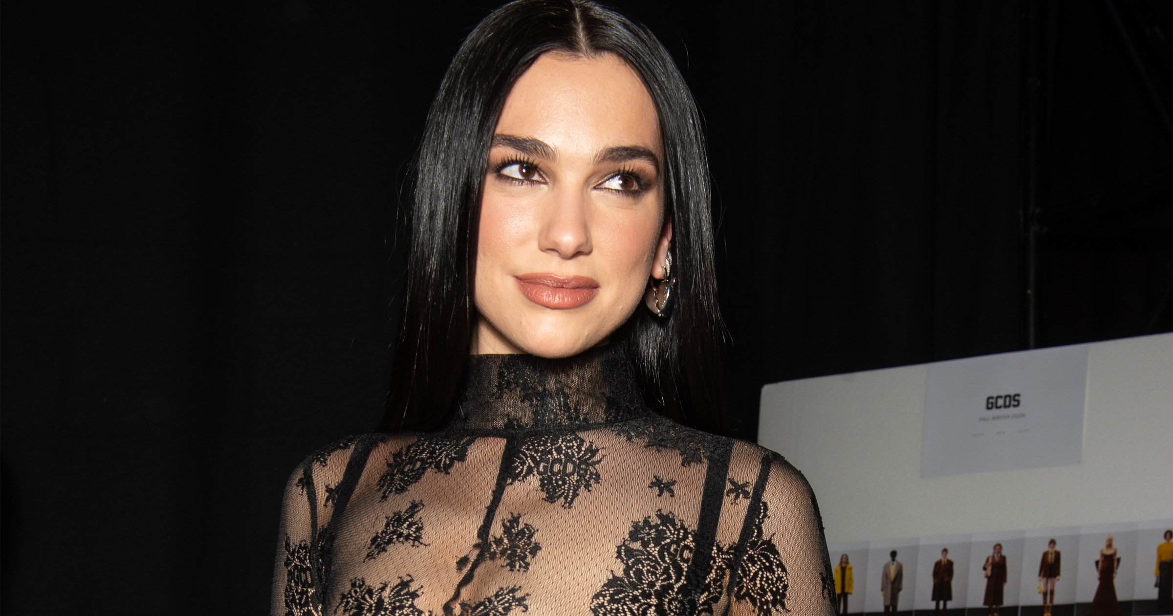 Dua Lipa wows in sheer lace bodystocking and black lingerie at Milan Fashion Week