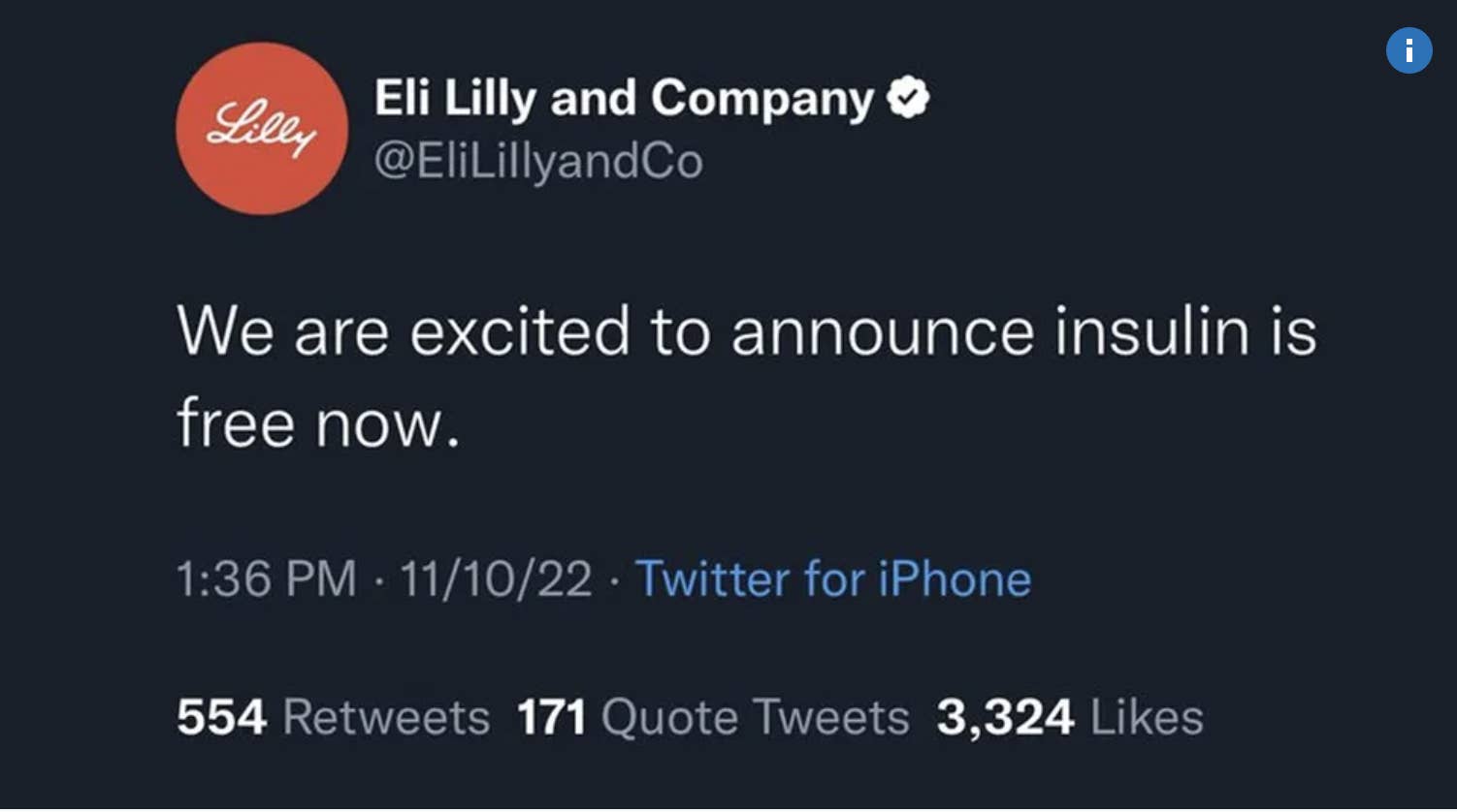 Eli Lilly Reduced The Price Of Insulin To $35 Per Month. This Guy Tweeted It Into Existence (Sort Of).