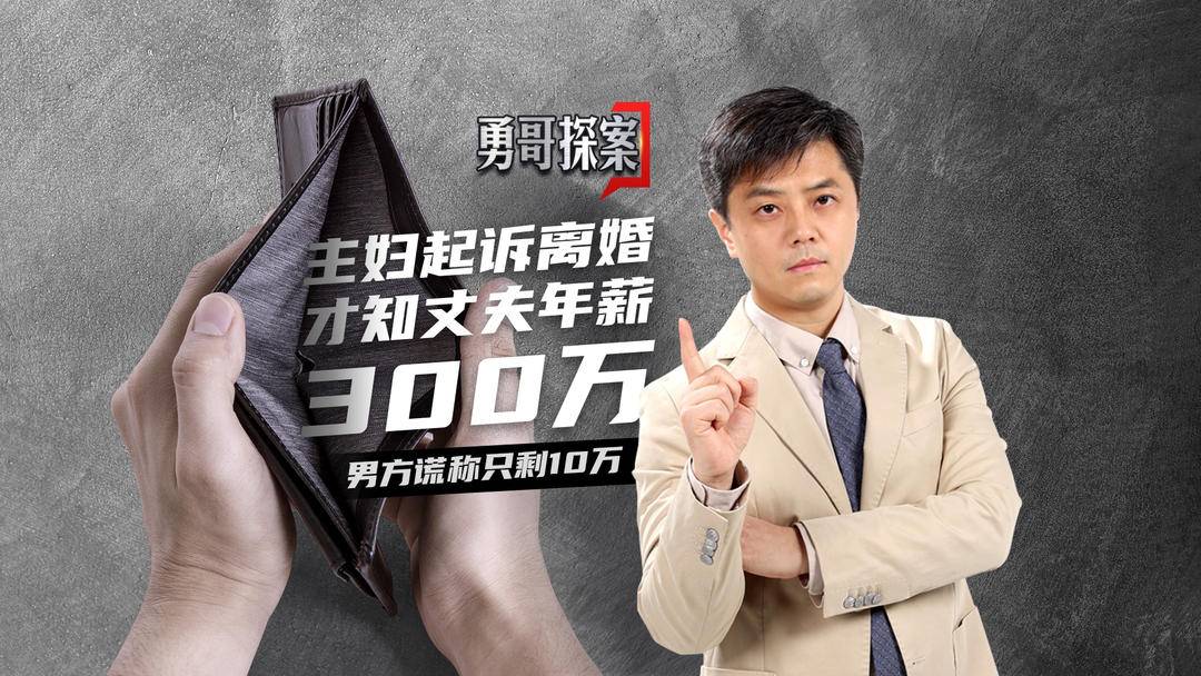 勇哥探案｜主妇起诉离婚才知丈夫年薪300万，男方谎称只剩10万