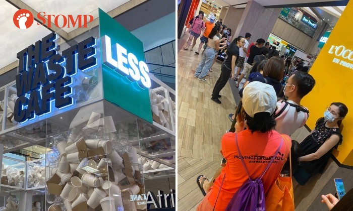 Long queue for free Starbucks coffee at Northpoint City -- but there's a catch