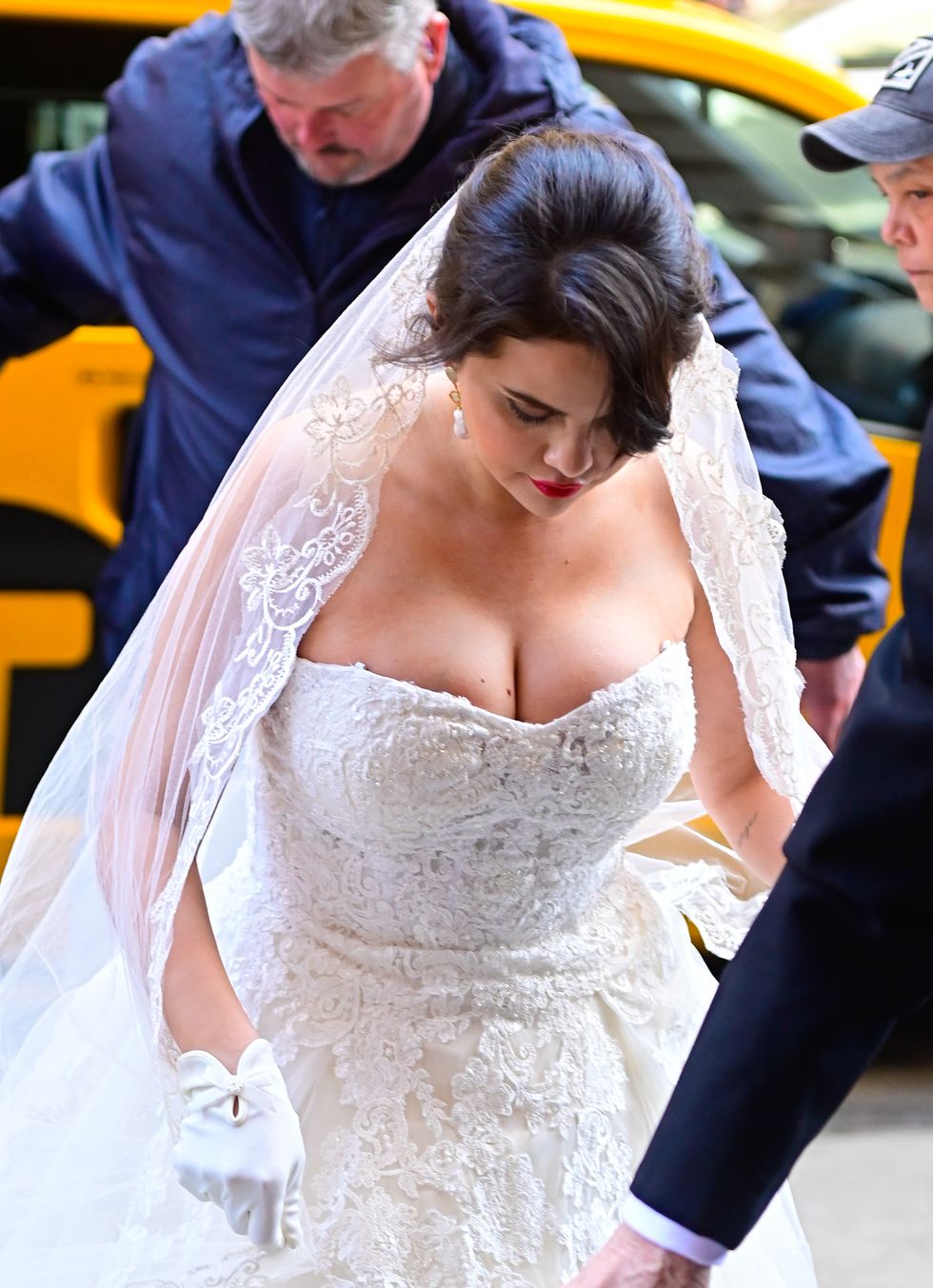 These Photos of Selena Gomez in a Wedding Dress on the Set of Only Murders in the Building Are Stunning