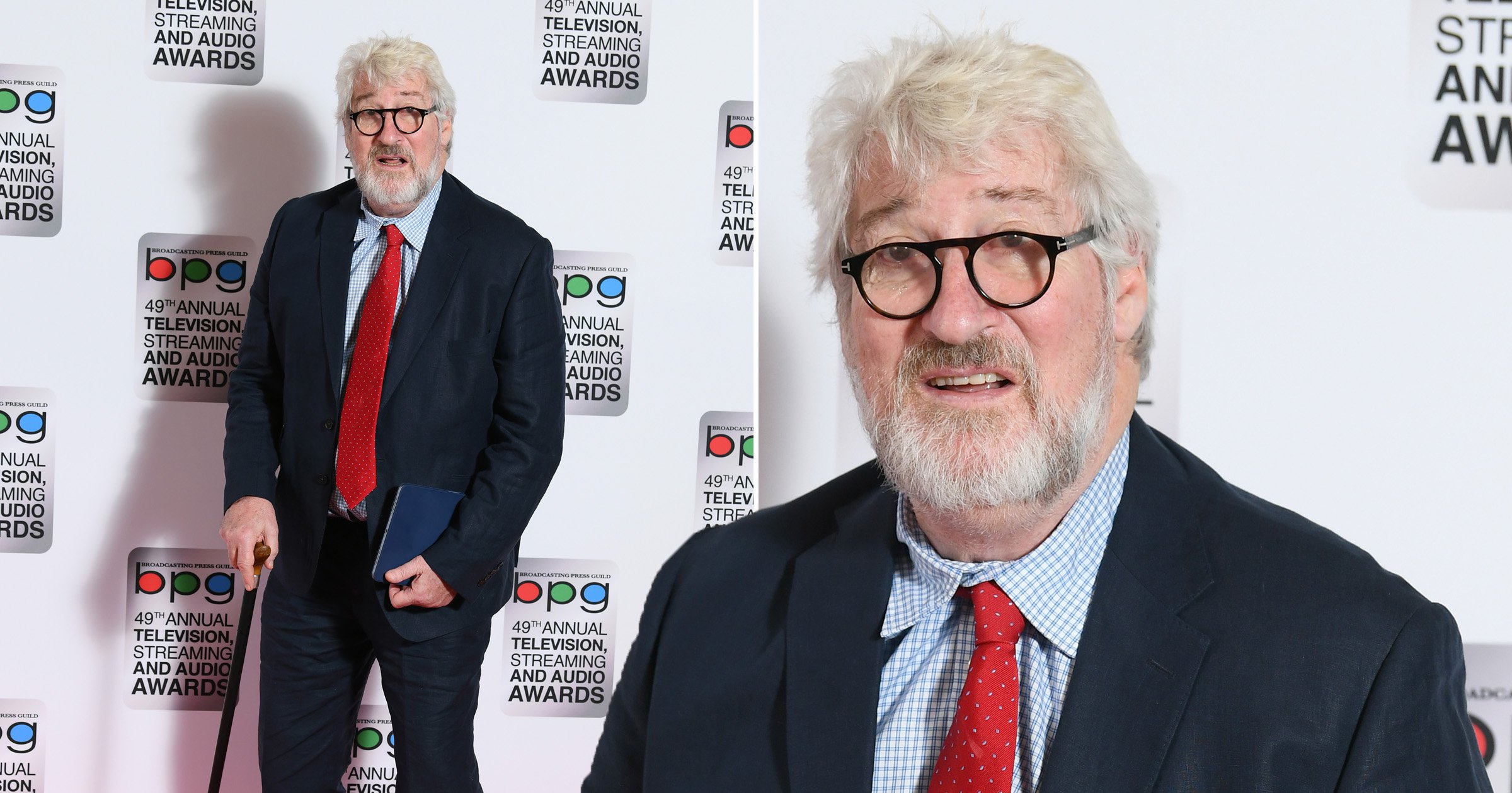Jeremy Paxman walks red carpet with a cane ahead of being honoured at Broadcasting Press Guild Awards