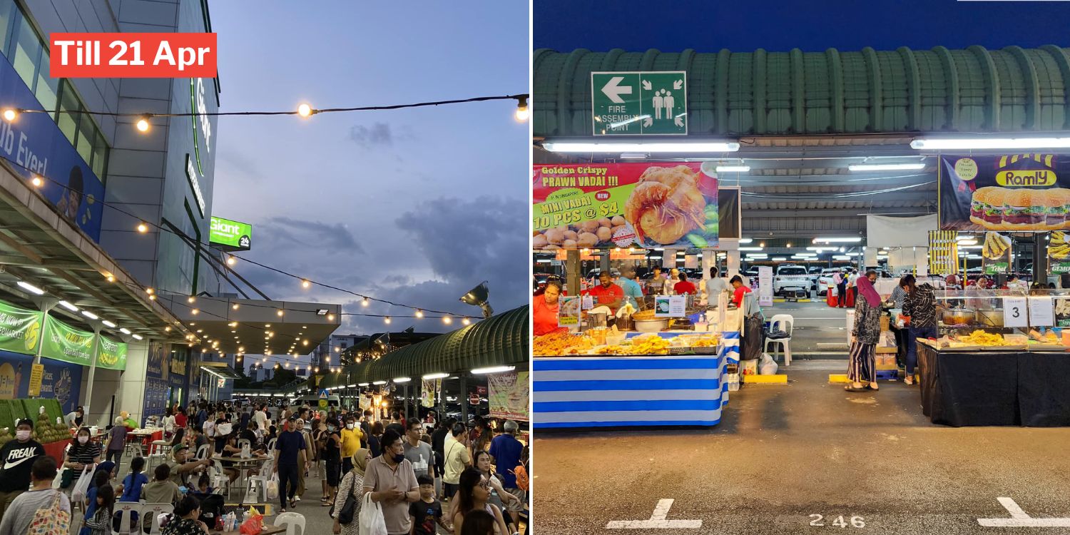 Giant hypermarket Tampines has ramadan pasar malam with ramly burger, Thai street food & durians