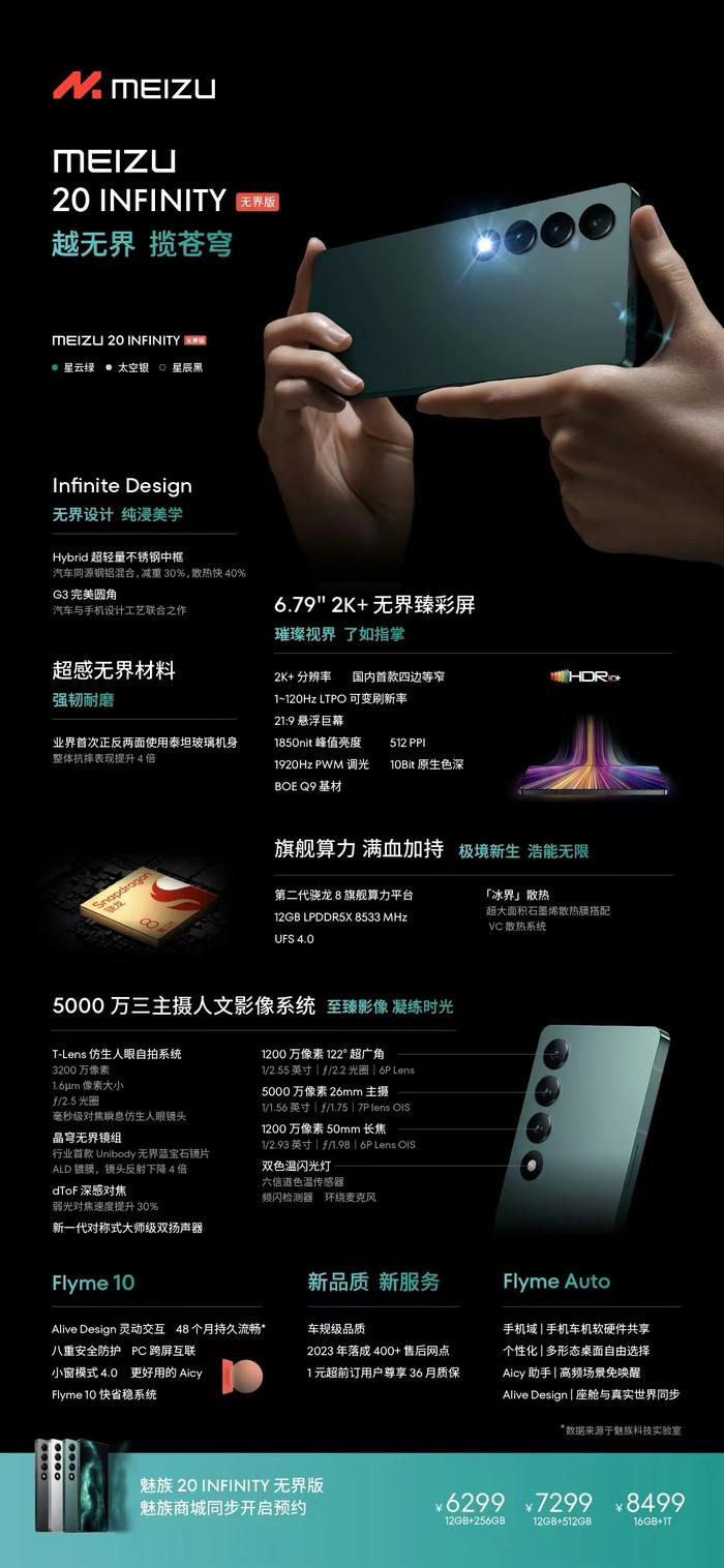 魅族20系列发布：搭载天问S1芯片，售价2999至8499元