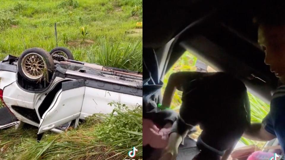 Netizens slam Malaysian man who recorded himself during post-car crash extraction involving family