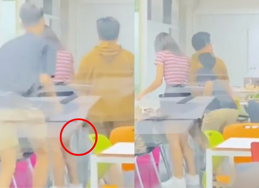University Student Kneels In Fear After Getting Caught Taking Upskirt Photos Of Classmate