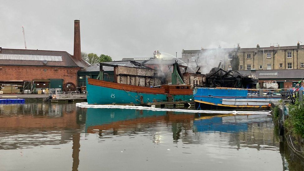 Bristol harbour buildings damaged in overnight fire