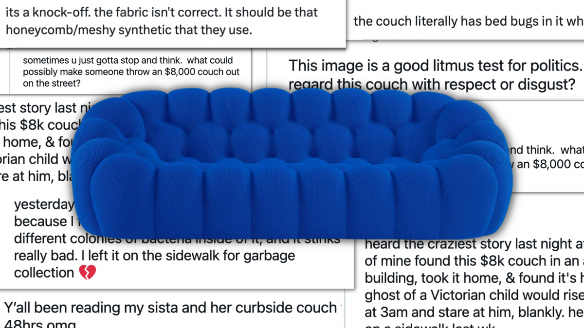 Why is everyone on Twitter talking about this blue couch?