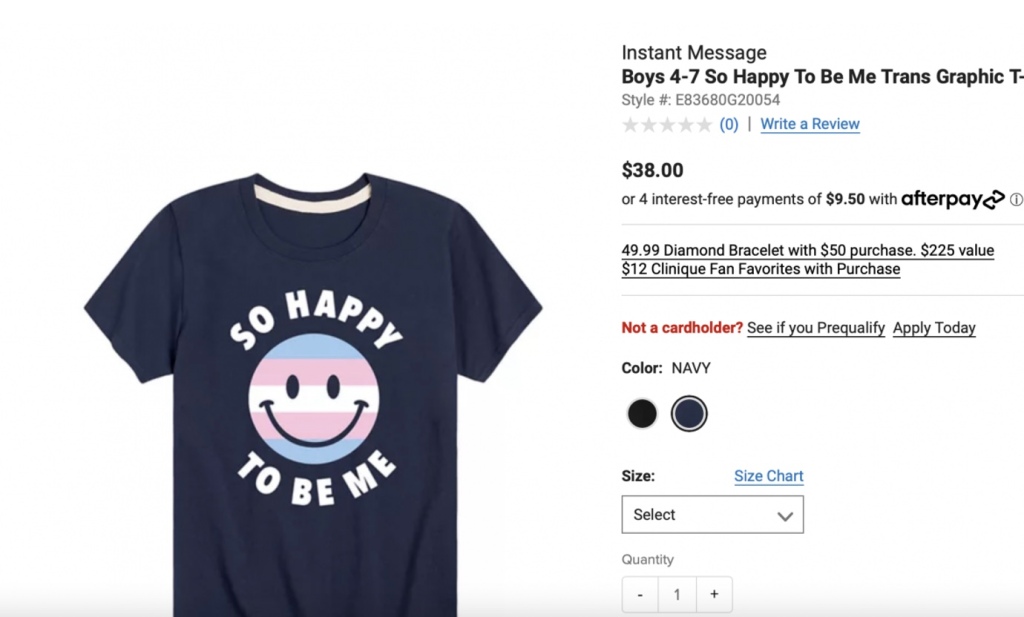 Department store chain sells transgender pride shirts for toddlers