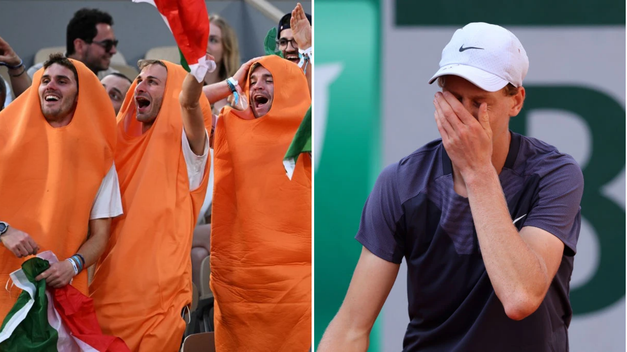 Jannik Sinner superfans dressed as carrots left devastated after shock French Open exit