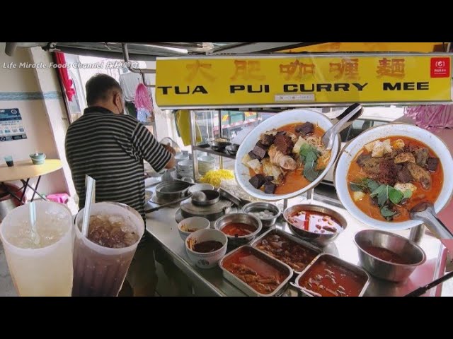 面鱿鱼咖喱鸡大肥咖喱槟城汕头街美食早餐 Curry Chicken Squid Curry Mee Penang Kimberley Street Breakfast